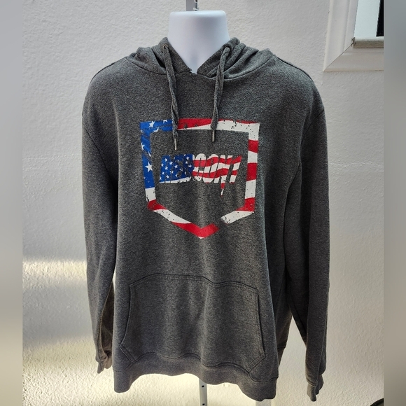 Other - Men's Gray Hoodie with American Flag Design